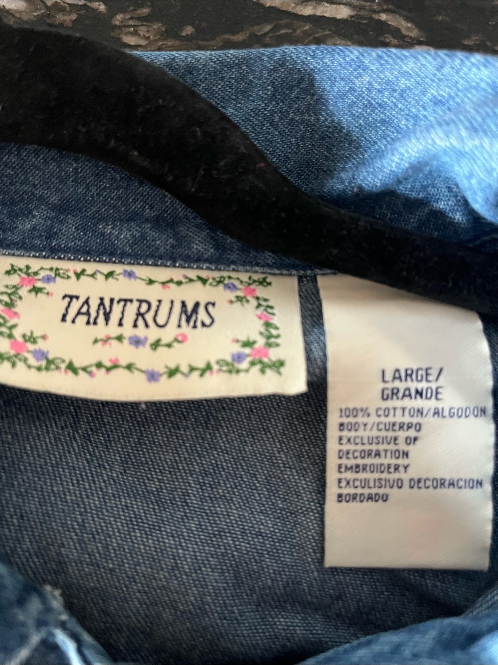Vintage 90’s Tantrums Blue Embroidered Denim Shacket with Floral Accents boho - Picture 6 of 6